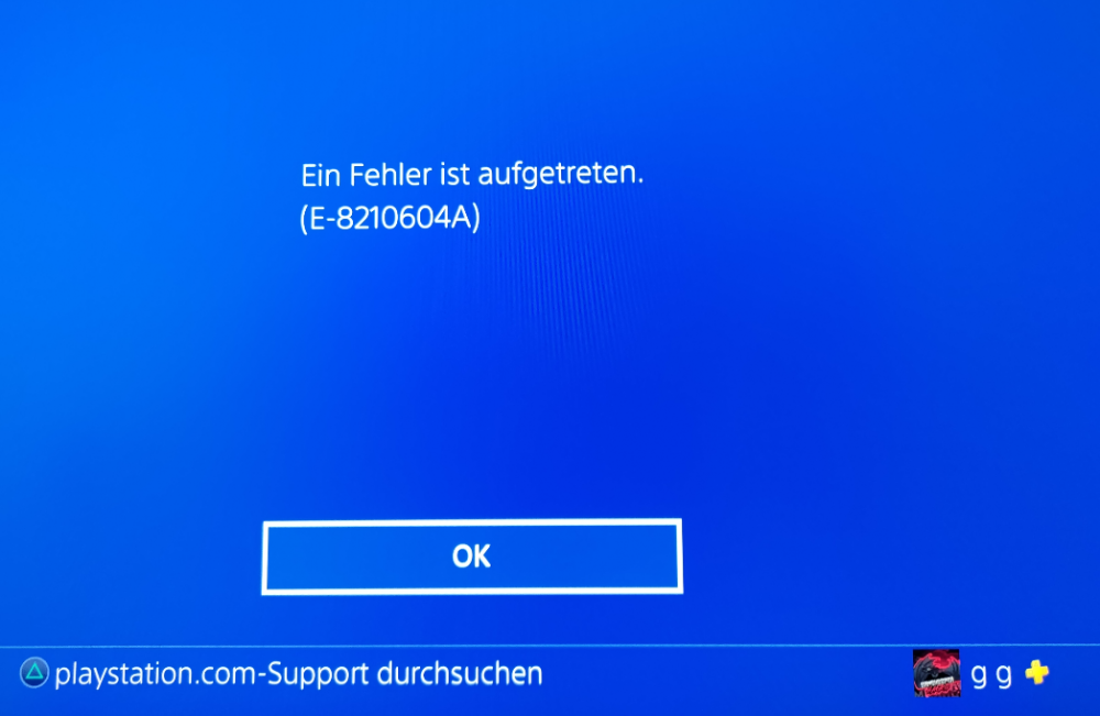 PS4 Error E8210604A/ Spiele in der Profilliste PS4 Hilfe, Probleme