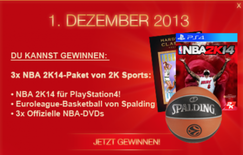 Adventskalender 2013 PS4 PS4 DEZEMBER 01 2K Sports NBA 2K14