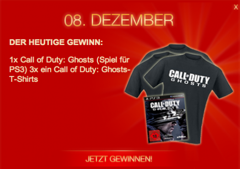 Call of Duty Ghosts PLAY3.DE PS3 PS4 Gewinnspiel Adventskalender