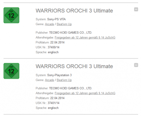 warriors orochi 2 ultimate usk ps3 psvita
