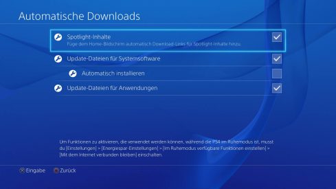 ps4 settings automatische downloads
