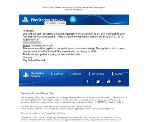 PSN-Gutschrift