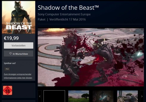 shadow of the beast psn  mai release