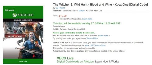 the witcher 3 blood and wine amazon