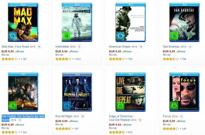 Amazon: 3 Blu-rays zum Preis von 2