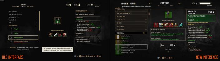 The Witcher 3 Blood and Wine Interface Crafting