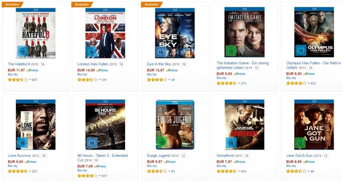 Amazon-Aktion: 10 Blu-rays für 50 Euro