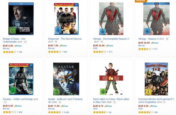 Amazon: Blu-ray-Aktion „3 für 2“ und 50 Prozent-Rabatt