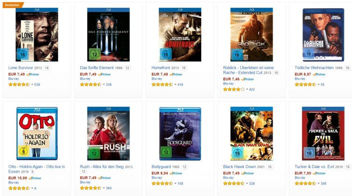 Amazon: 6 Blu-rays bestellen und nur 30 Euro bezahlen