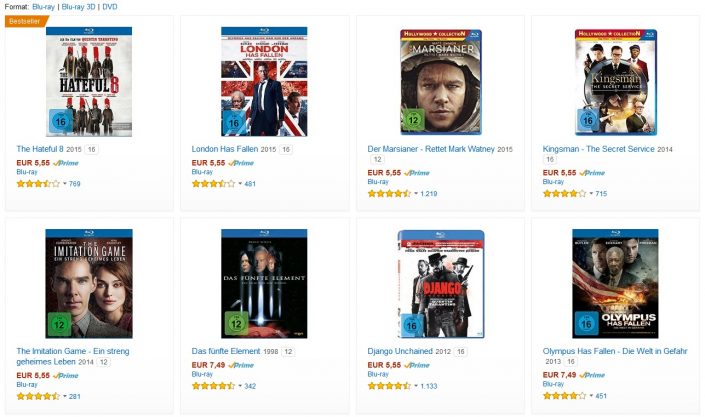Amazon: 10 Blu-ray-Filme für 50 Euro – Mehr als 1.600 Disks zur Auswahl