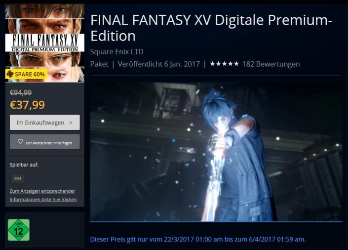 Final Fantasy 15 Store Angebot