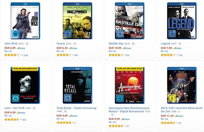 Amazon: 5 Blu-rays zum Preis von 30 Euro