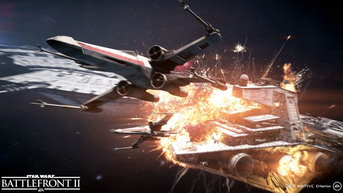 Star Wars Battlefront 2 Sternenjäger Angriff Screenshot4_Objective_CapitalShipsDestroyingDockedStarDestroyer_WM
