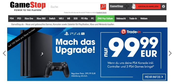 PS4 Pro für 99 Euro in der neuen GameStop-Umtauschaktion