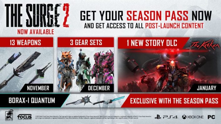 The Surge 2: Season-Pass-Inhalte angekündigt – Neue Waffen, Rüstungen und ein Story-DLC
