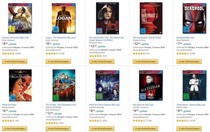 Amazon Deals: 3 für 2, 4k Blu-rays, Filme ab 5 Euro und mehr