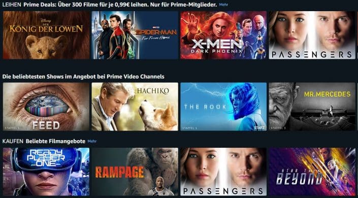 Amazon Prime: 300 Filme für je 99 Cent und weitere Angebote