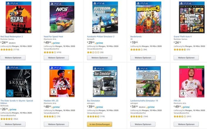 Amazon 3 für 2: Neue Sparaktion mit zahlreichen PS4- und Xbox One-Blockbustern