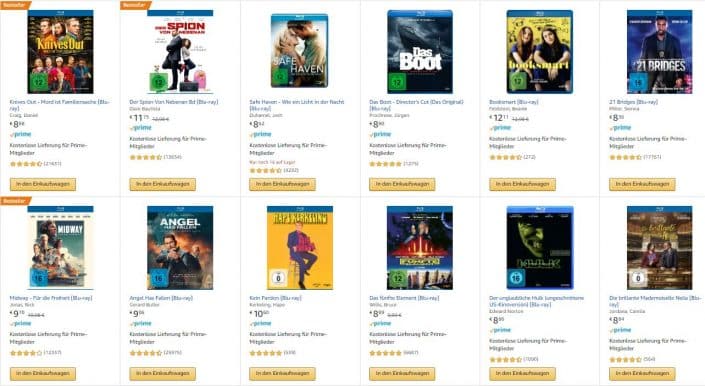 Amazon: 10 Blu-rays für 50 Euro im Angebot